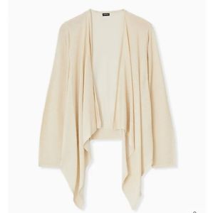 NWT Torrid Ivory Shimmer Open Stitch Drape Front Cardigan